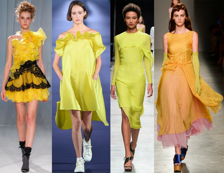 Желтые платья и модные тенденции