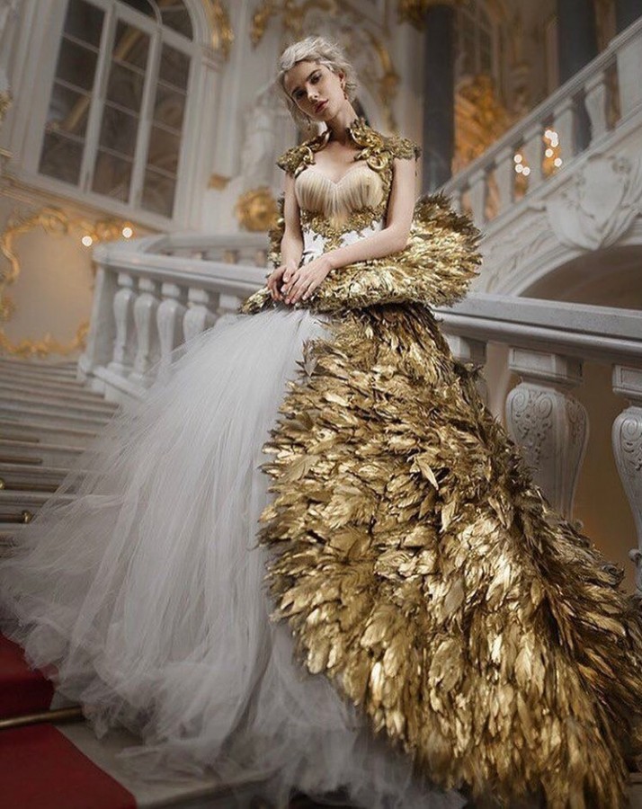 Olga Malyarova gold dress