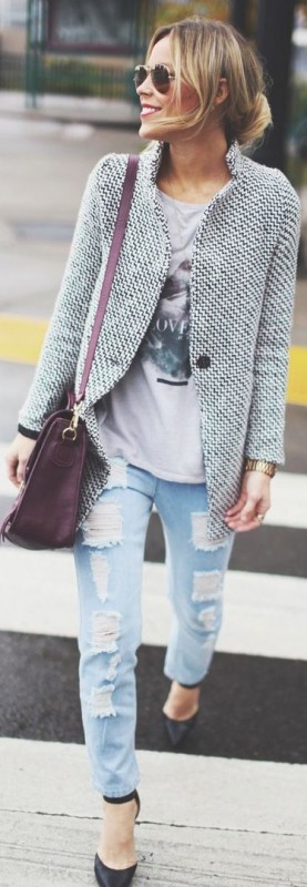 Красивые образы с джинсами и пиджаком
