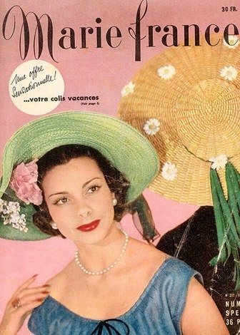 Шляпки второй половины 1940-х годов на обложках журнала Marie france.