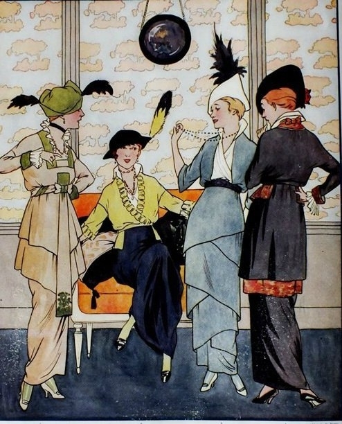 Мода 100 лет назад. Иллюстрации из французского журнала Femina, 1914 год.