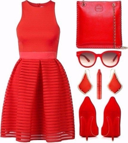 Шесть стильных образов на основе пышной красной юбочки.