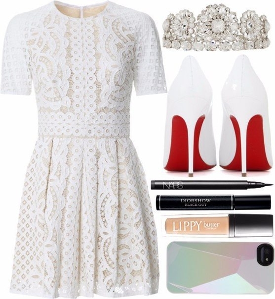 Образы с белым кружевным платьем.