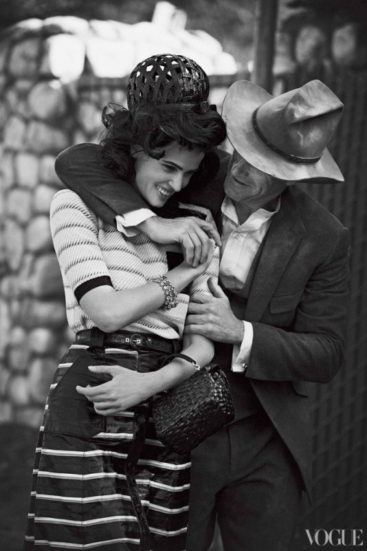 Lara Stone and Aaron Eckhart by Peter Lindbergh
