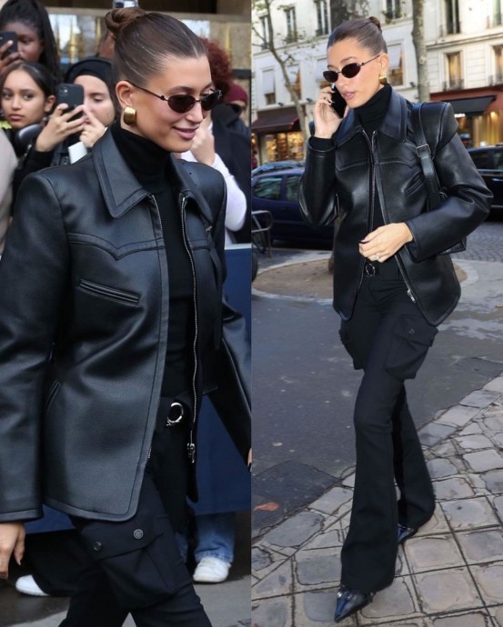 Роскошная модель Хейли Бибер в стильных нарядах на Парижской неделе моды
