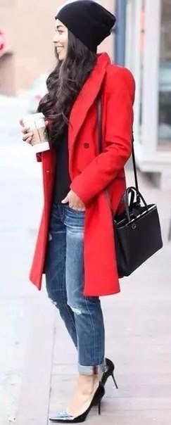 Look! Красное пальто в образах!