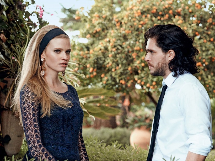 Lara Stone & Kit Harington by Peter Lindbergh