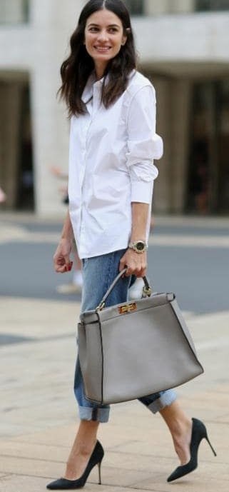Актуальные образы. Белая блуза + джинсы.