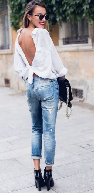 Актуальные образы. Белая блуза + джинсы.