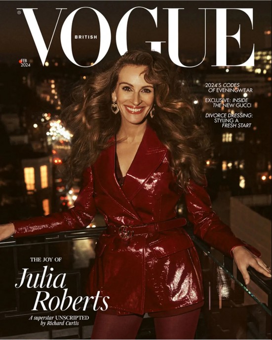 Джулия Робертс стала герoинeй обложки февральскoго выпуска бpитанского Vogue
