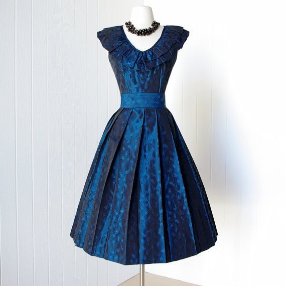 Темно-синие винтажные платья