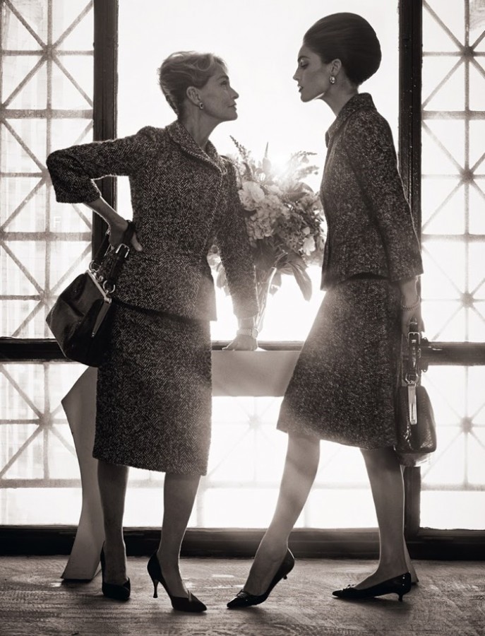 Hilary Rhoda and Lauren Hutton are photographed by Mariano Vivanco
