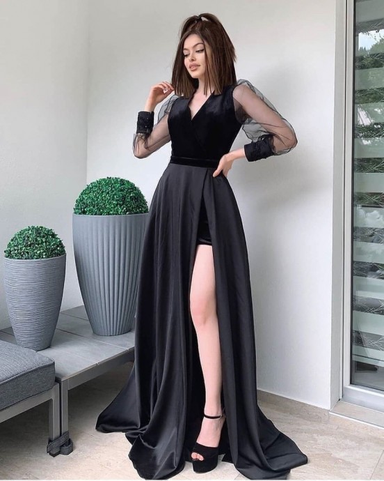 Красивые вечерние платья в черном цвете