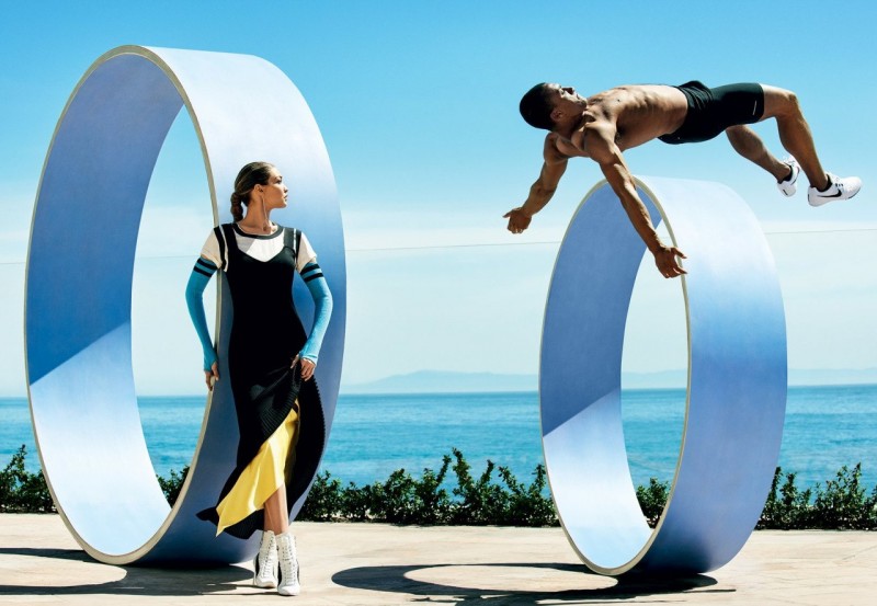 Ashton Eaton, Gigi Hadid for Vogue US by Mario Testino