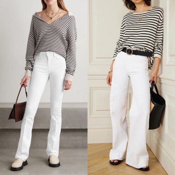 Идеи стилизаций с белыми джинсами