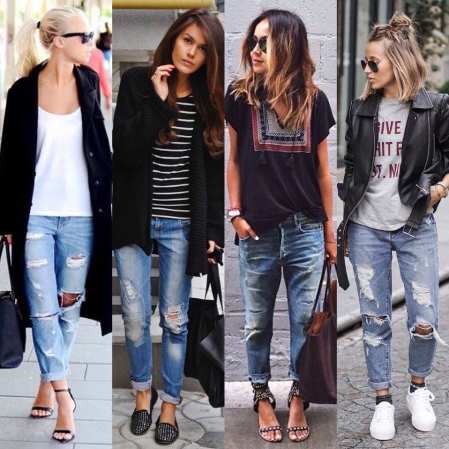 С чем стильно сочетать джинсы-бойфренды