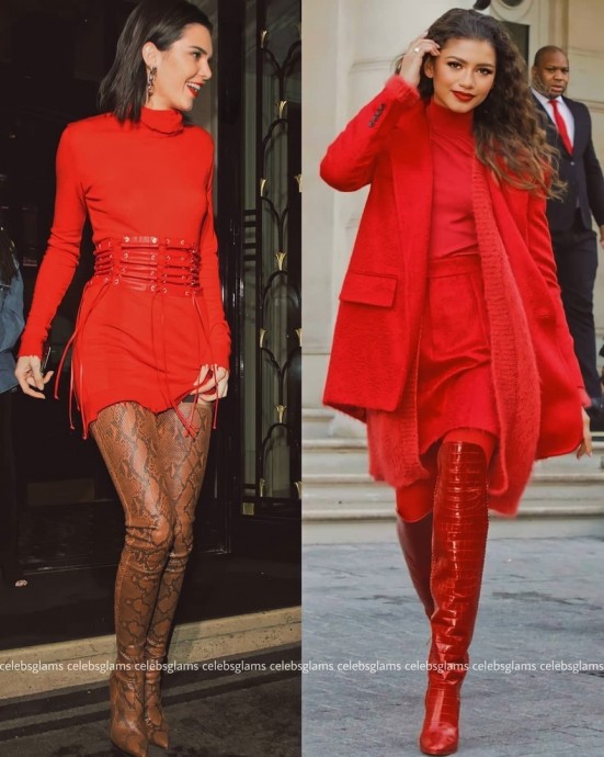 Яркие оттенки красного цвета в нарядах знаменитостей и моделей