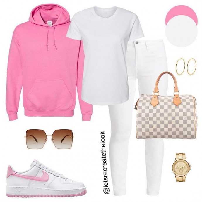 Белые и розовые кроссовки- 10 вариантов нарядов
