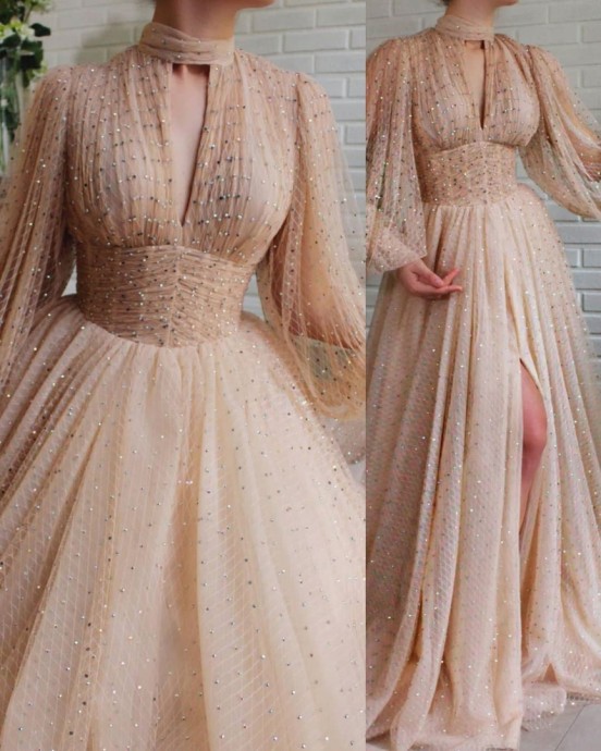 Нежность бежевых оттенков в удивительно красивых дизайнерских платьях