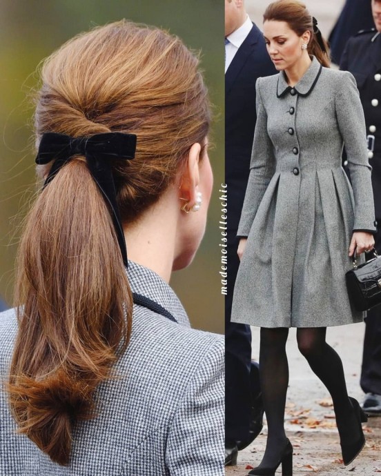 Волосы и одежда элегантной и очень женственной герцогини Кэтрин