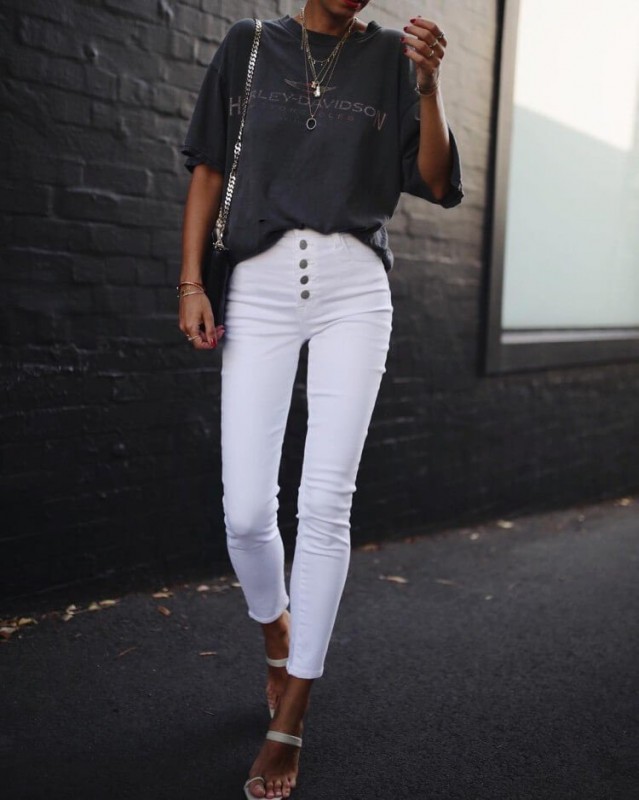 Прекрасные образы с белыми джинсами