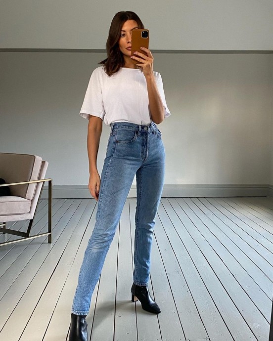 Белые брюки или простые джинсы на лето
