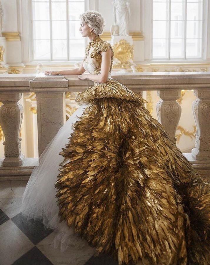 Olga Malyarova gold dress