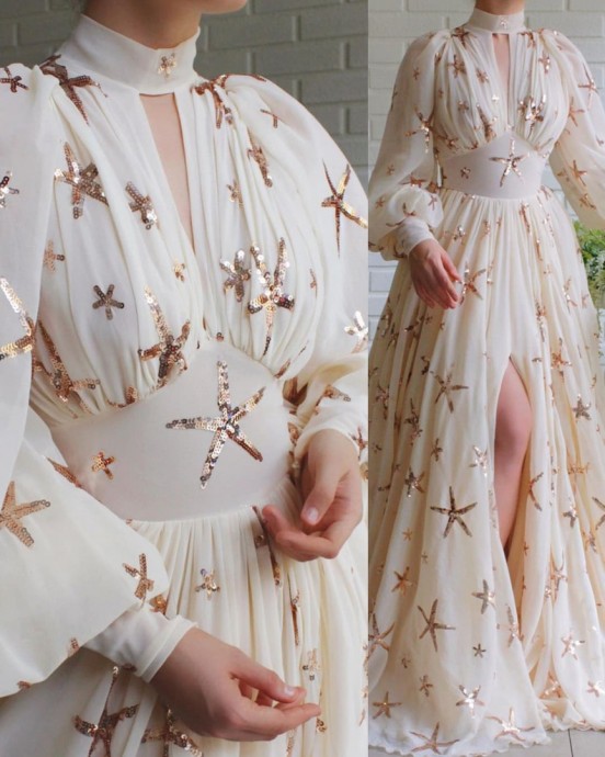 Нежность бежевых оттенков в удивительно красивых дизайнерских платьях
