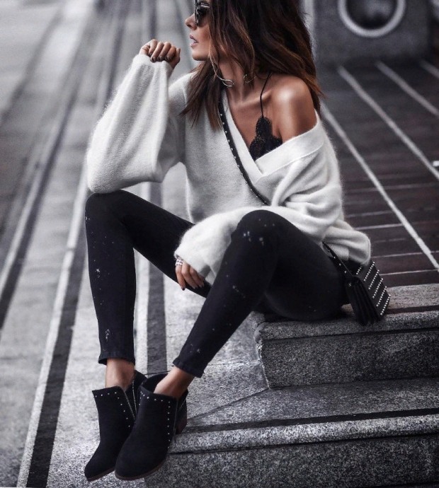 Интересные образы с универсальными черными джинсами skinny Интересные образы с универсальными черными джинсами skinny