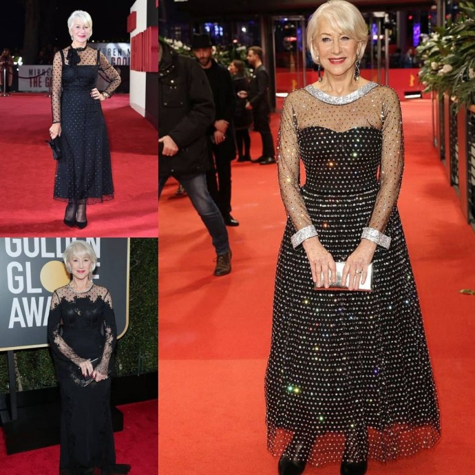 75-летняя британская актриса Хелен Миррен в роскошных нарядах на красной ковровой дорожке