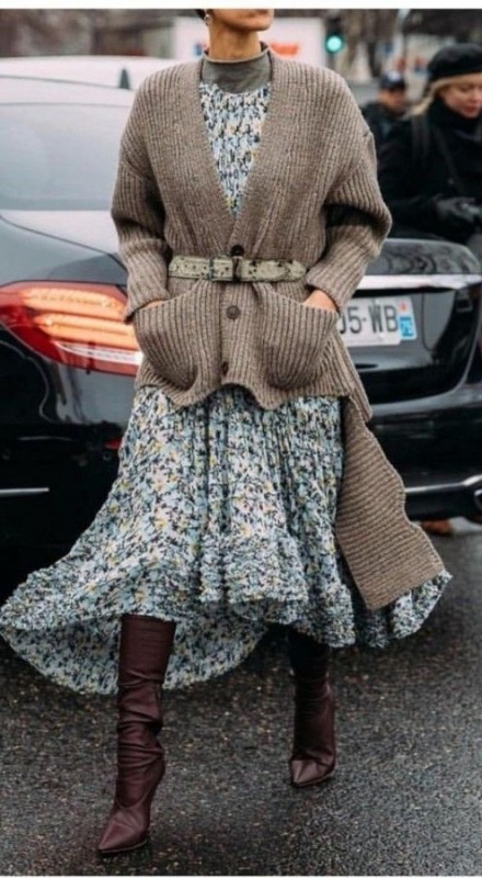 Юбка + свитер — стильное осеннее сочетание