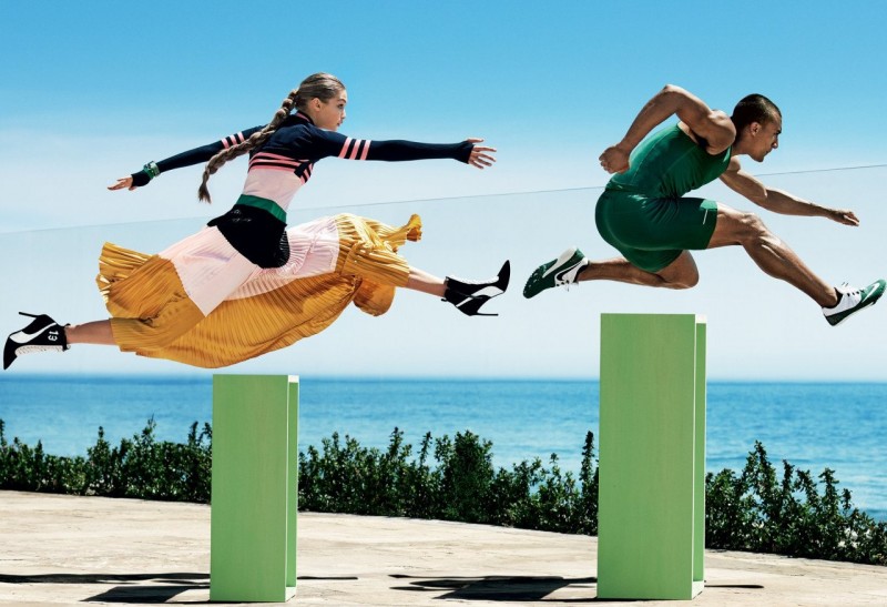 Ashton Eaton, Gigi Hadid for Vogue US by Mario Testino