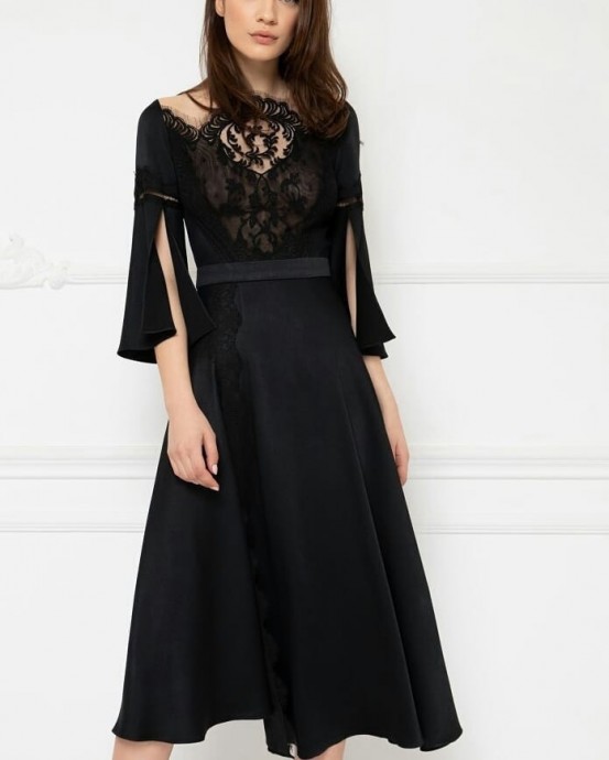 Прекрасные платья с полупрозрачными элементами в черном цвете