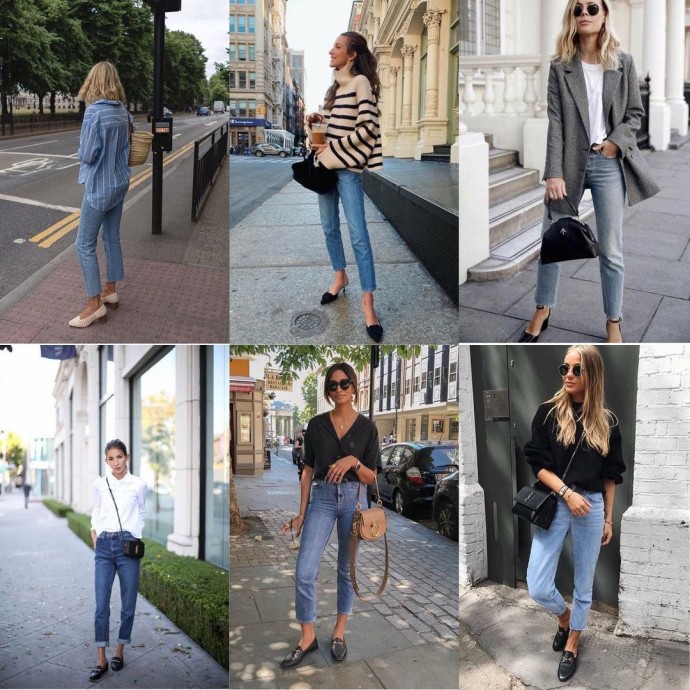 Женственные образы с синими джинсами