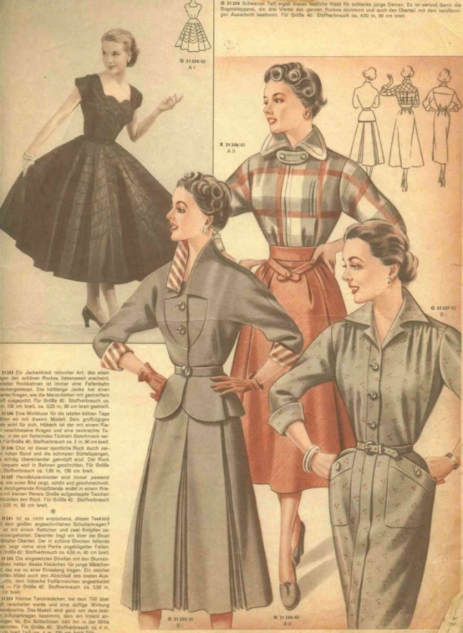 Страницы немецкого журнала мод 1950-х годов. Страницы немецкого журнала мод 1950-х годов.