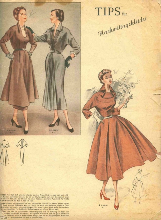 Страницы немецкого журнала мод 1950-х годов. Страницы немецкого журнала мод 1950-х годов.