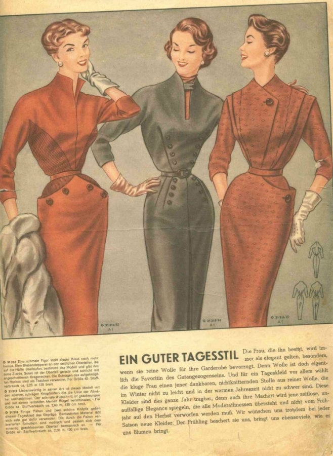 Страницы немецкого журнала мод 1950-х годов.