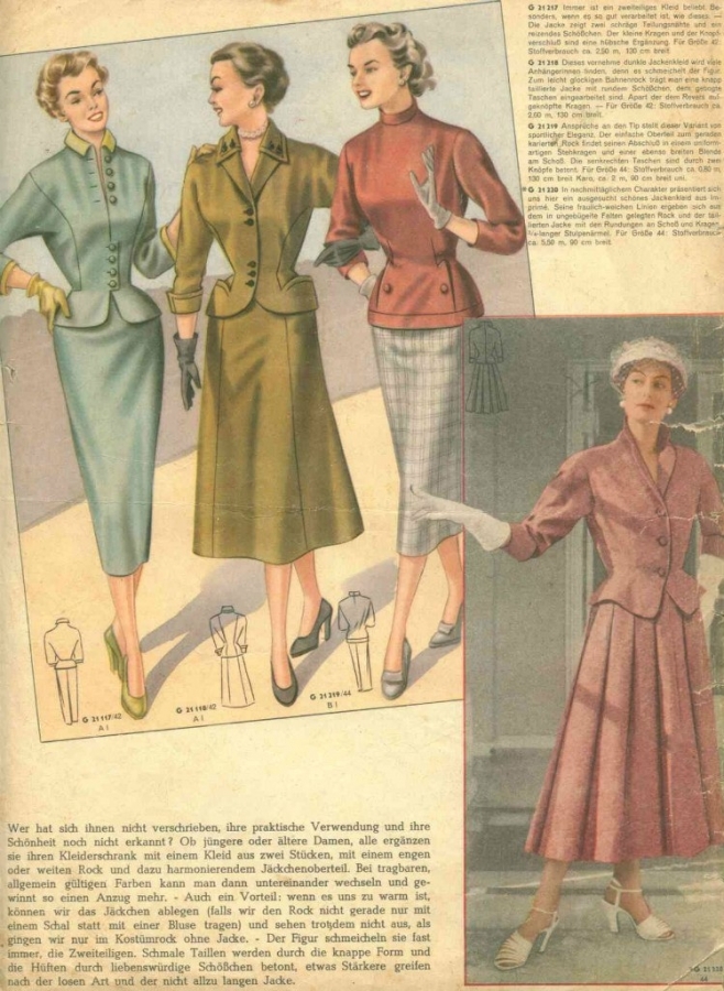 Страницы немецкого журнала мод 1950-х годов. Страницы немецкого журнала мод 1950-х годов.