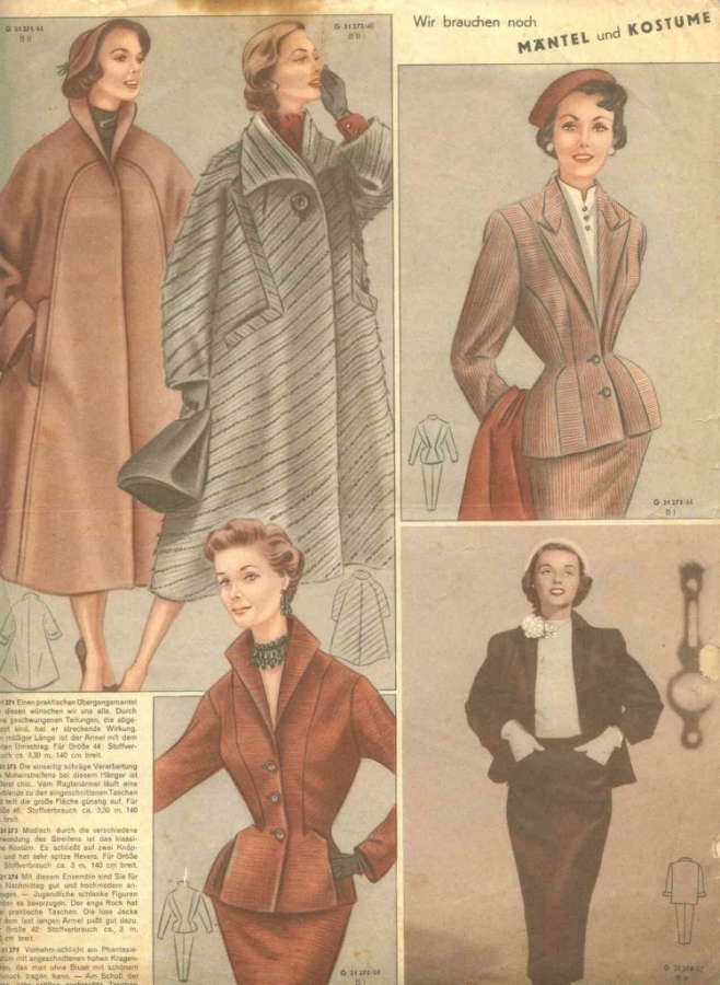 Страницы немецкого журнала мод 1950-х годов.