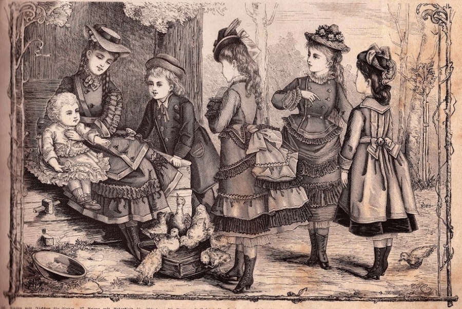 Детская и женская мода 1874 года. Детская и женская мода 1874 года.