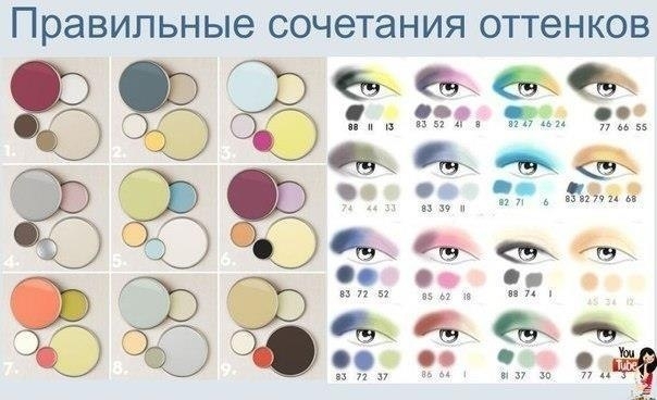 Правильные  сочетания оттенков