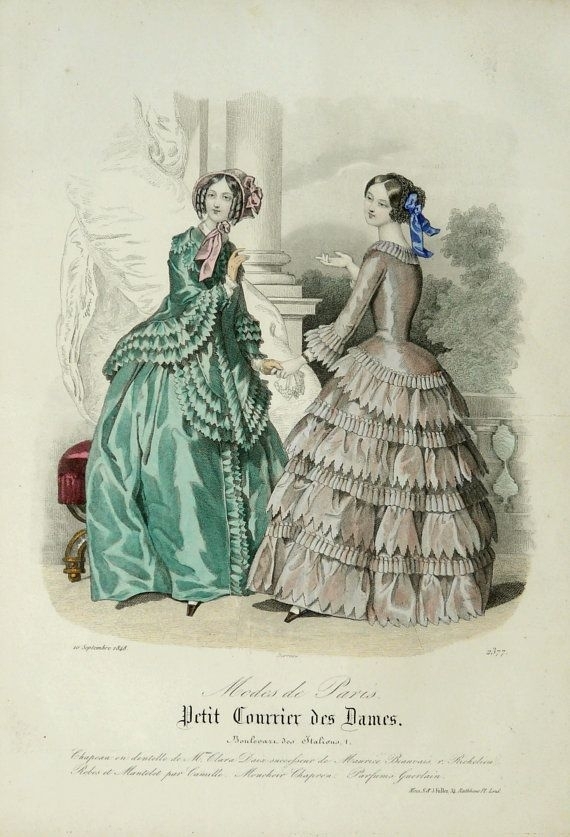 Модные картинки - иллюстрации из французских журналов мод 1848 года.
