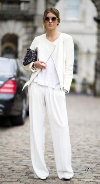 Total white look.