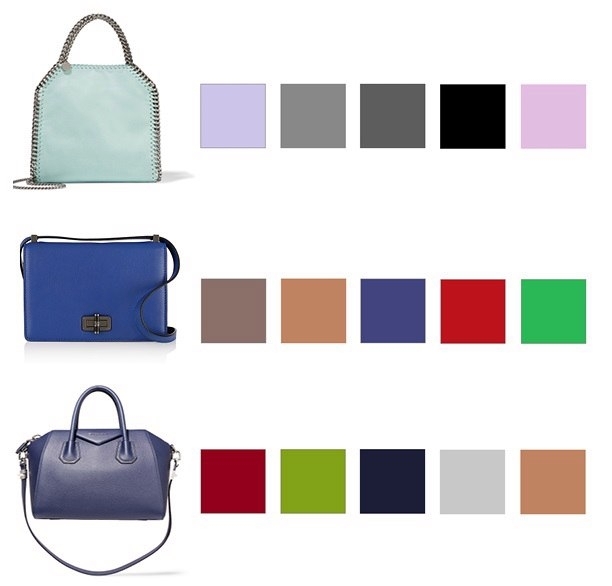 Цветосхема сочетания сумки и туфель.