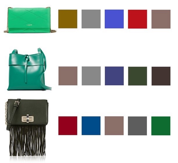 Цветосхема сочетания сумки и туфель.