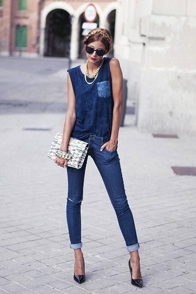 Total denim look,