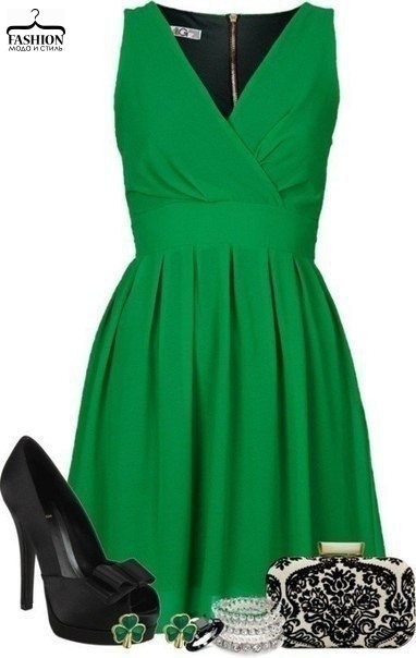 С чем сочетать зеленое платье