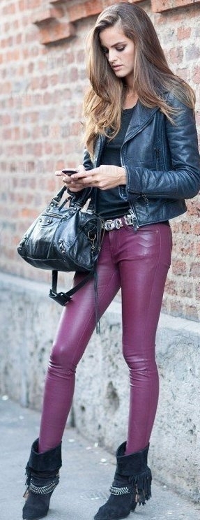 Модный тренд: кожаные брюки